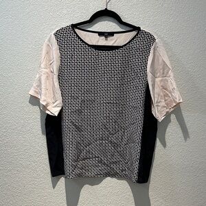 Tibi Monochrome Houndstooth Short Sleeve Top
